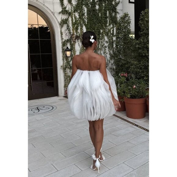 ACLER Otley Strapless Organza Mini Dress in White Size US 6 - Picture 13 of 16